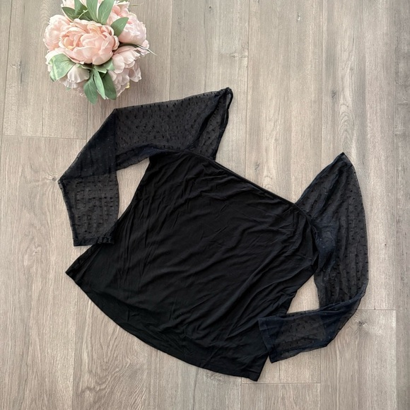 SHEIN Curve Black Lace Poof Sleeve Stretch Blouse - Picture 1 of 5